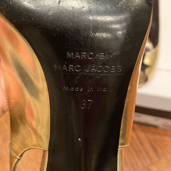 Marc by Marc Jacobs Gold Star Peep Toe Slingbacks 37 - Picture 8 of 9